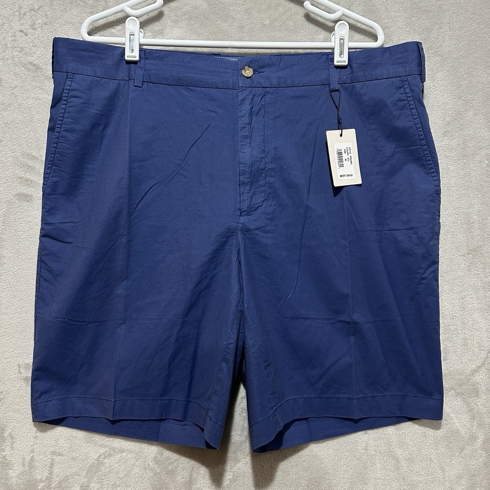 Peter Millar Seaside Poplin Golf Shorts Men's 38 Blue Performance Flat Front NWT